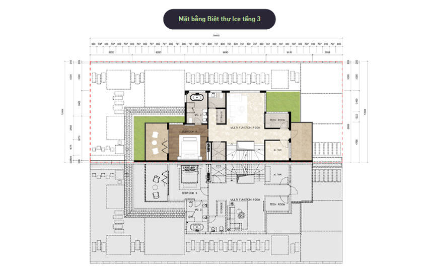 Mặt bằng biệt thự đảo Ecopark Grand - Mẫu Ice - Tầng 3