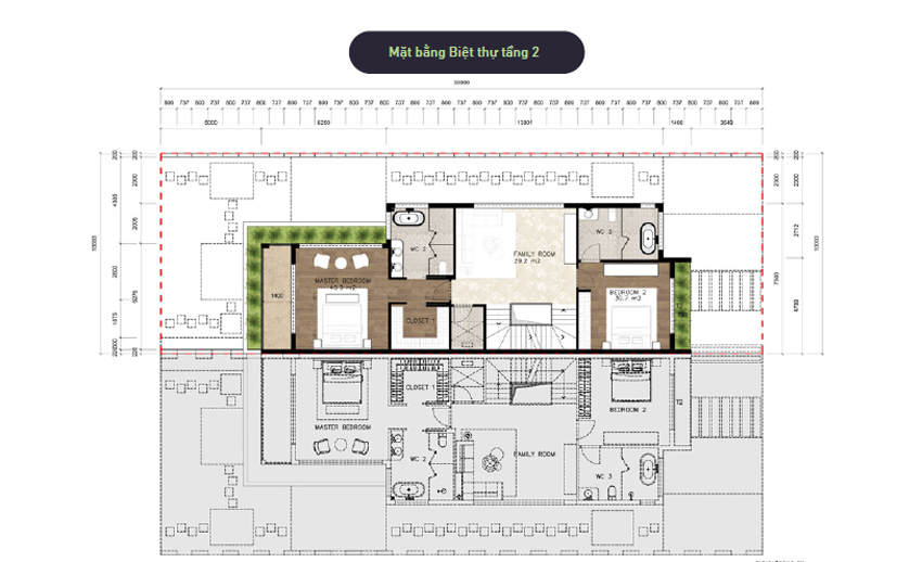 Mặt bằng biệt thự đảo Ecopark Grand - Mẫu Marine - Tầng 2