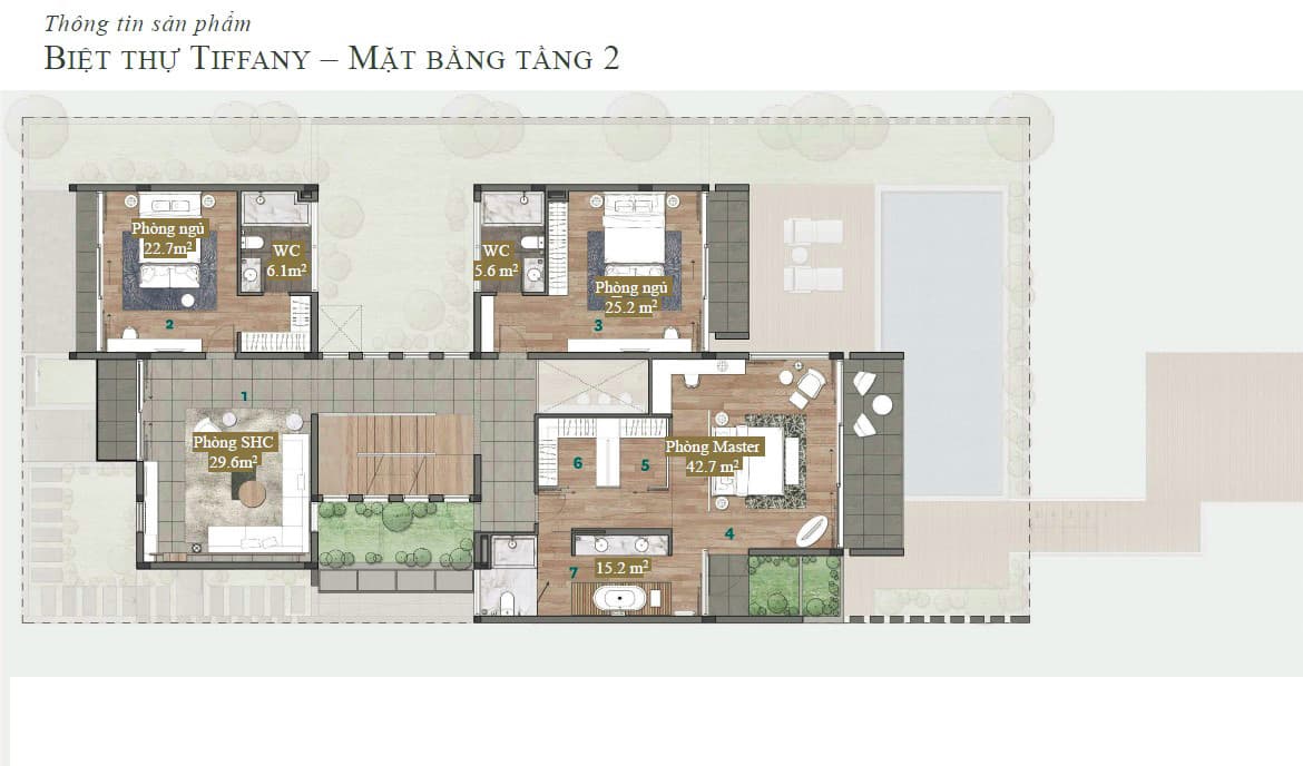 Mặt bằng biệt thự đảo Ecopark Grand - Mẫu Ice - Tầng 2