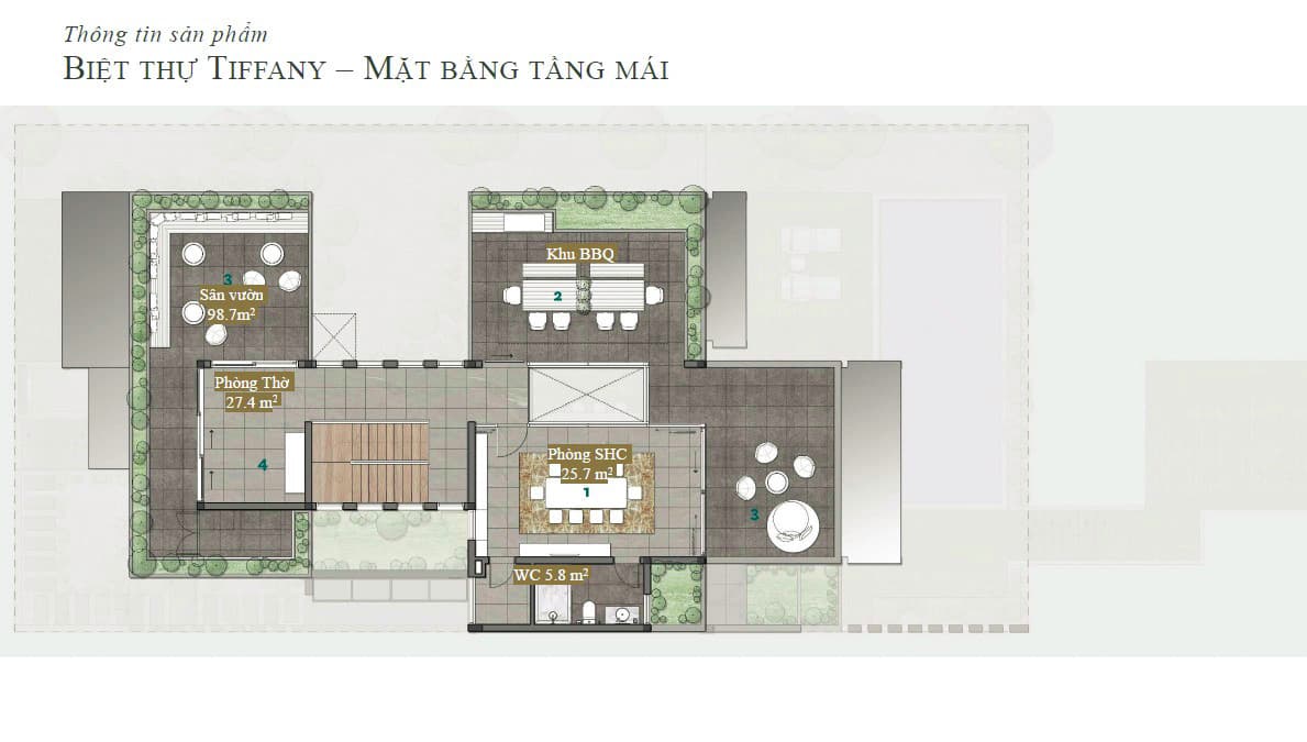 Mặt bằng biệt thự đảo Ecopark Grand - Mẫu Ice - Tầng 3