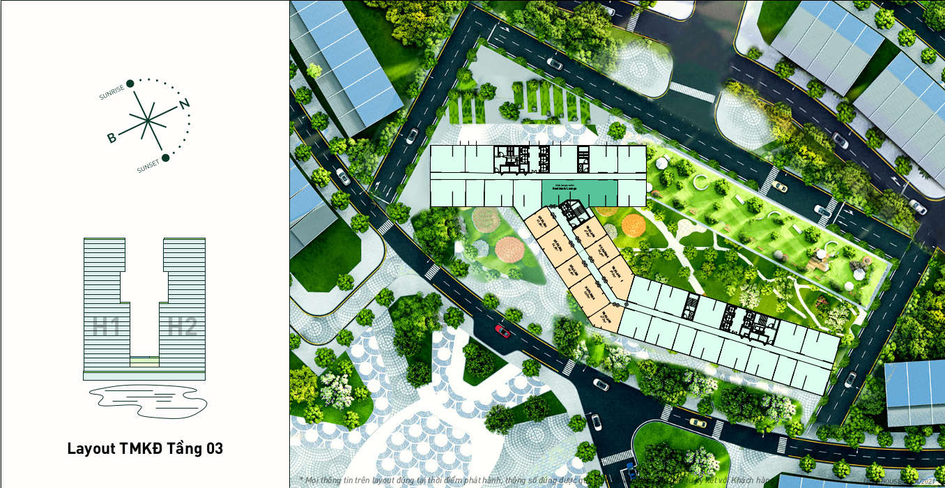 Mặt bằng shop khối đế Lighthouse Mega Mall - Tầng 3