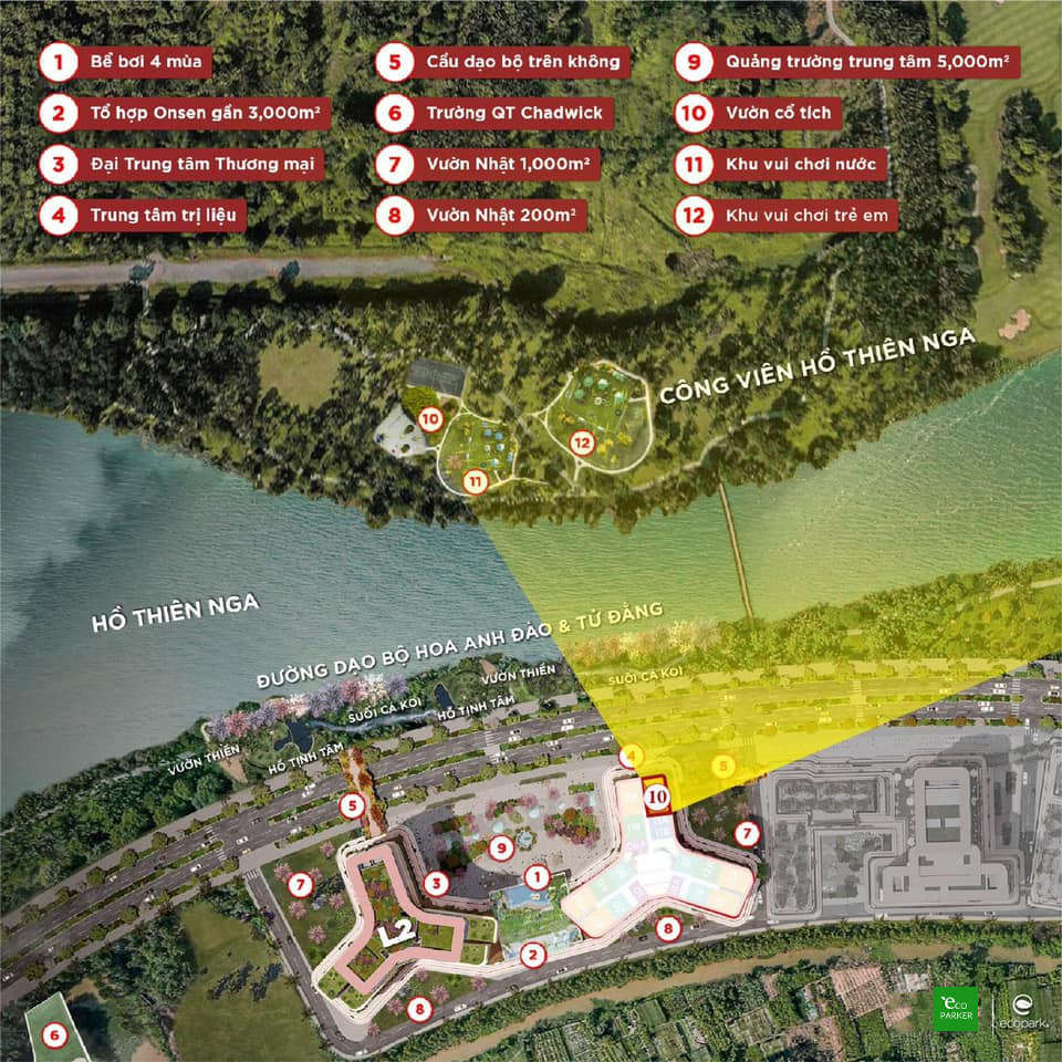 Sơ đồ măt bằng căn hộ 3 phòng ngủ tại Landmark Ecopark - Swanlake Onsen