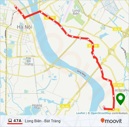 Lộ trình xe bus 47a qua giai đoạn 1 Ecopark