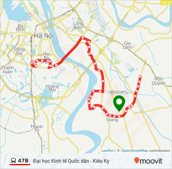 Lộ trình xe bus 47b qua giai đoạn 2 Ecopark