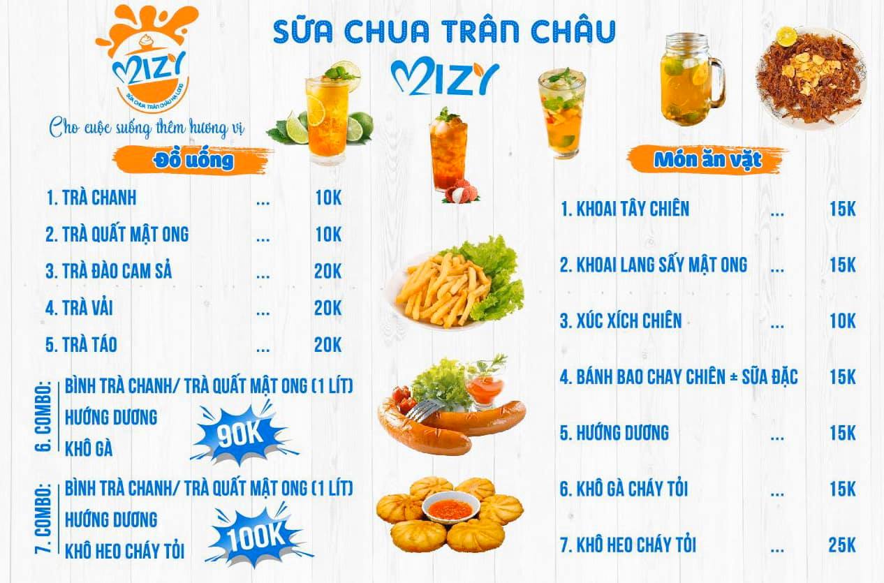 Menu sữa chua Mizy