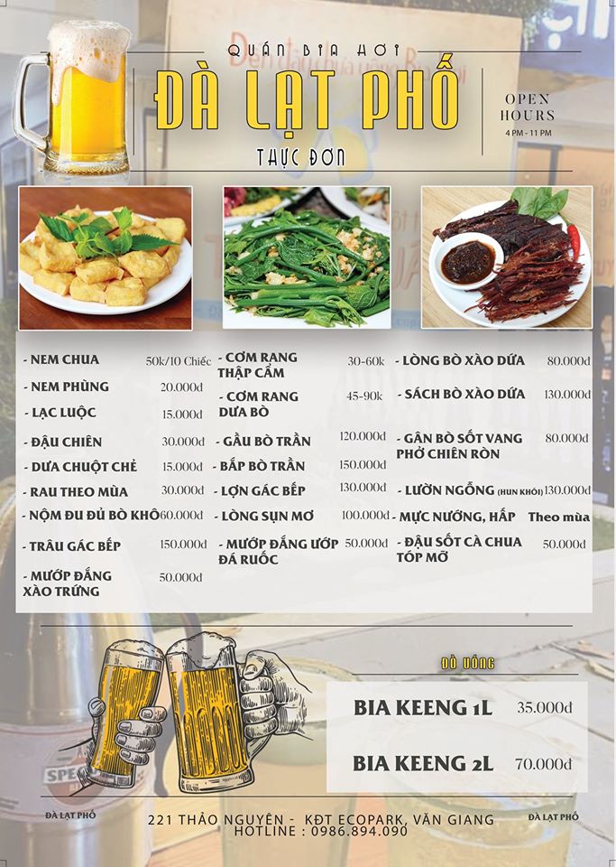 Menu Đà Lạt phố Ecopark