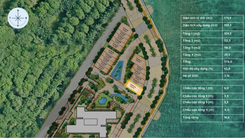 Mặt bằng phân lô nhà phố vịnh đảo Haven Park - căn đầu hồi mẫu 2