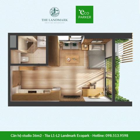 Căn hộ studio 36m2 - Landmark Onsen Ecopark
