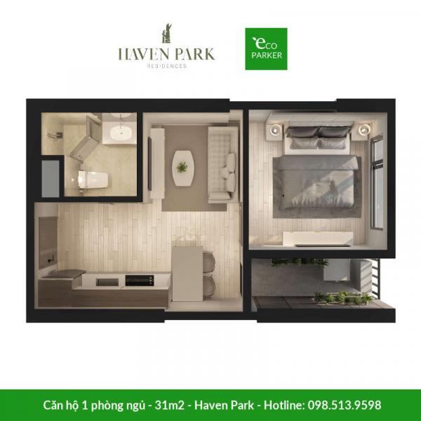 Căn hộ 1 phòng ngủ Haven Park