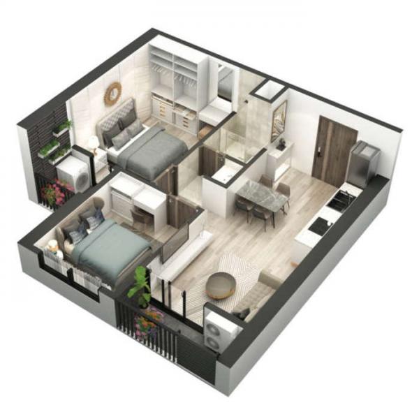 Căn hộ 2PN 1VS toà S3 Sky Oasis