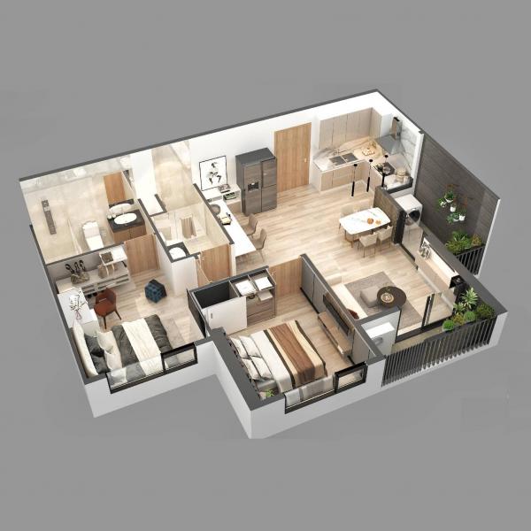 Căn hộ chung cư Sky Oasis Ecopark - 2PN 68m2