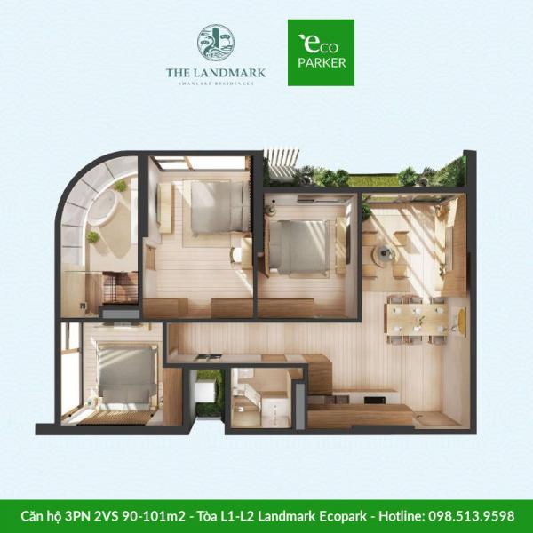 Căn hộ Landmark Onsen Ecopark - 3PN 2VS 90-101m2