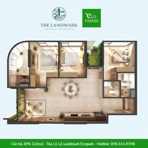 Căn hộ Landmark Onsen Ecopark - 3PN 3VS 133m2